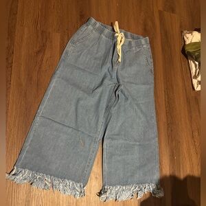Hayden Blue Denim Pants with Fringe